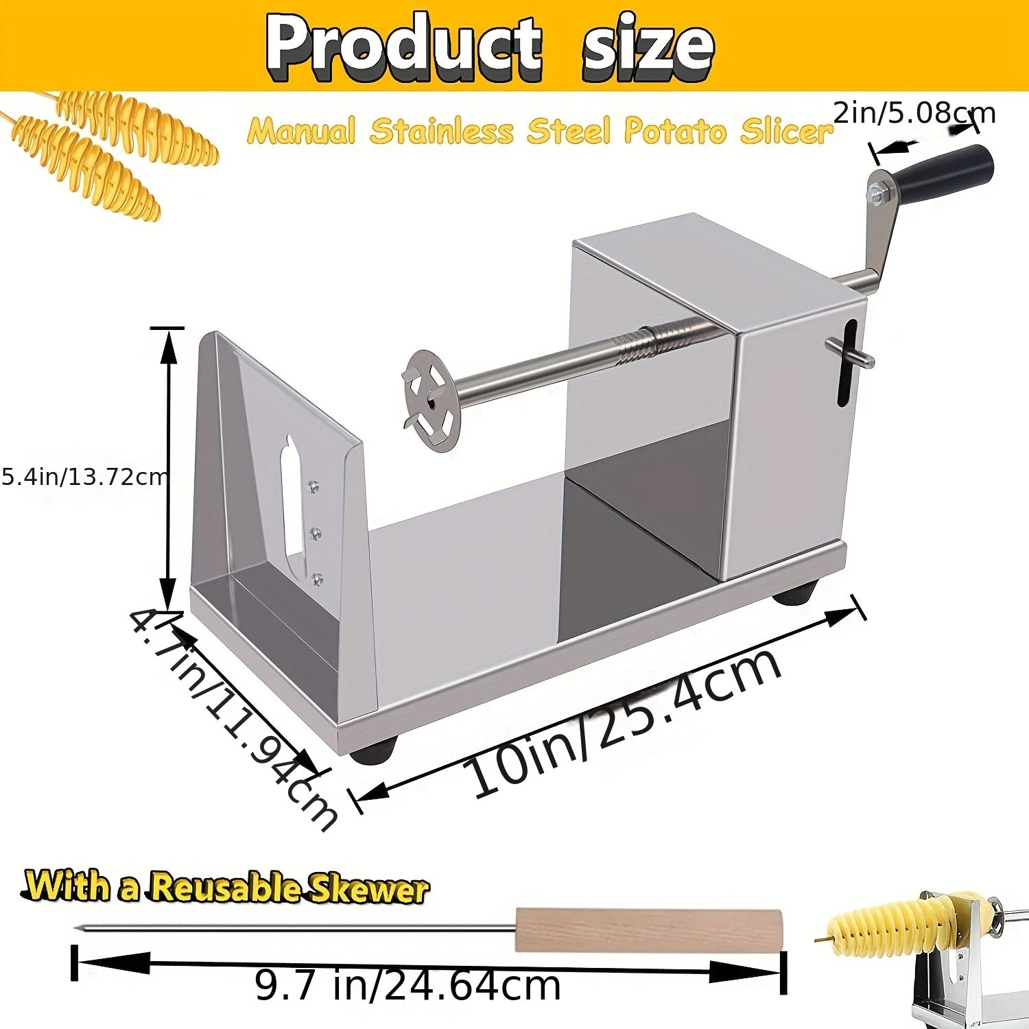 Stainless Steel Manual Spiralizer for Vegetables Fruits with Reusable Sticks