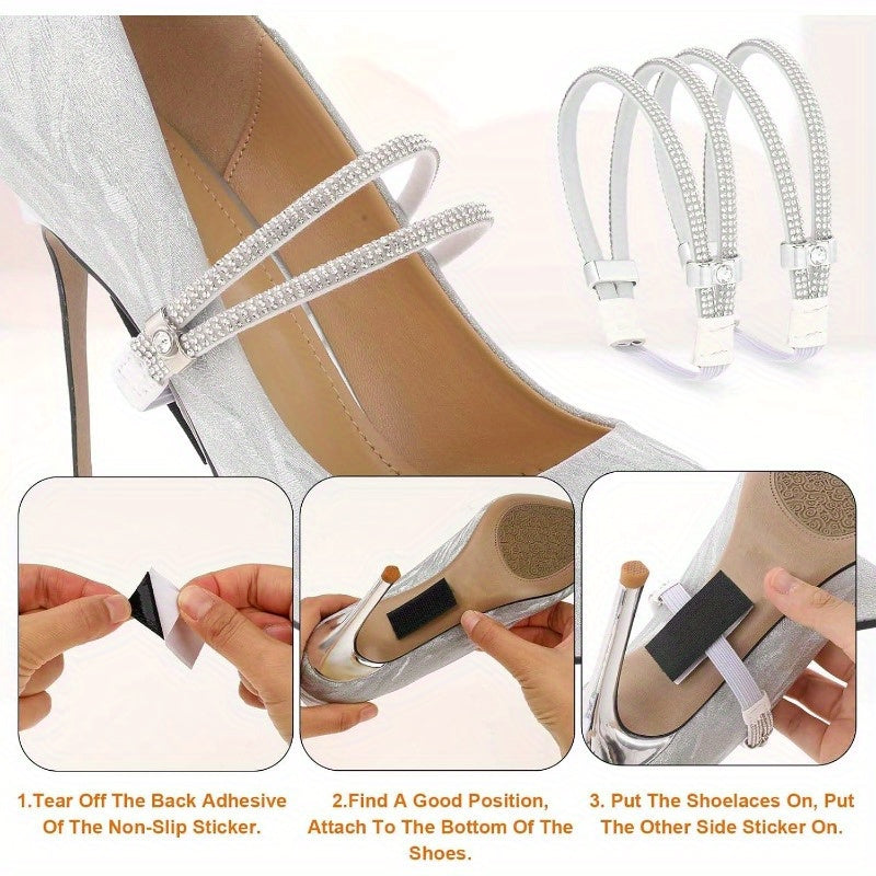 Women Elastic Shoelaces for High Heels 3 Pairs Adjustable Secure