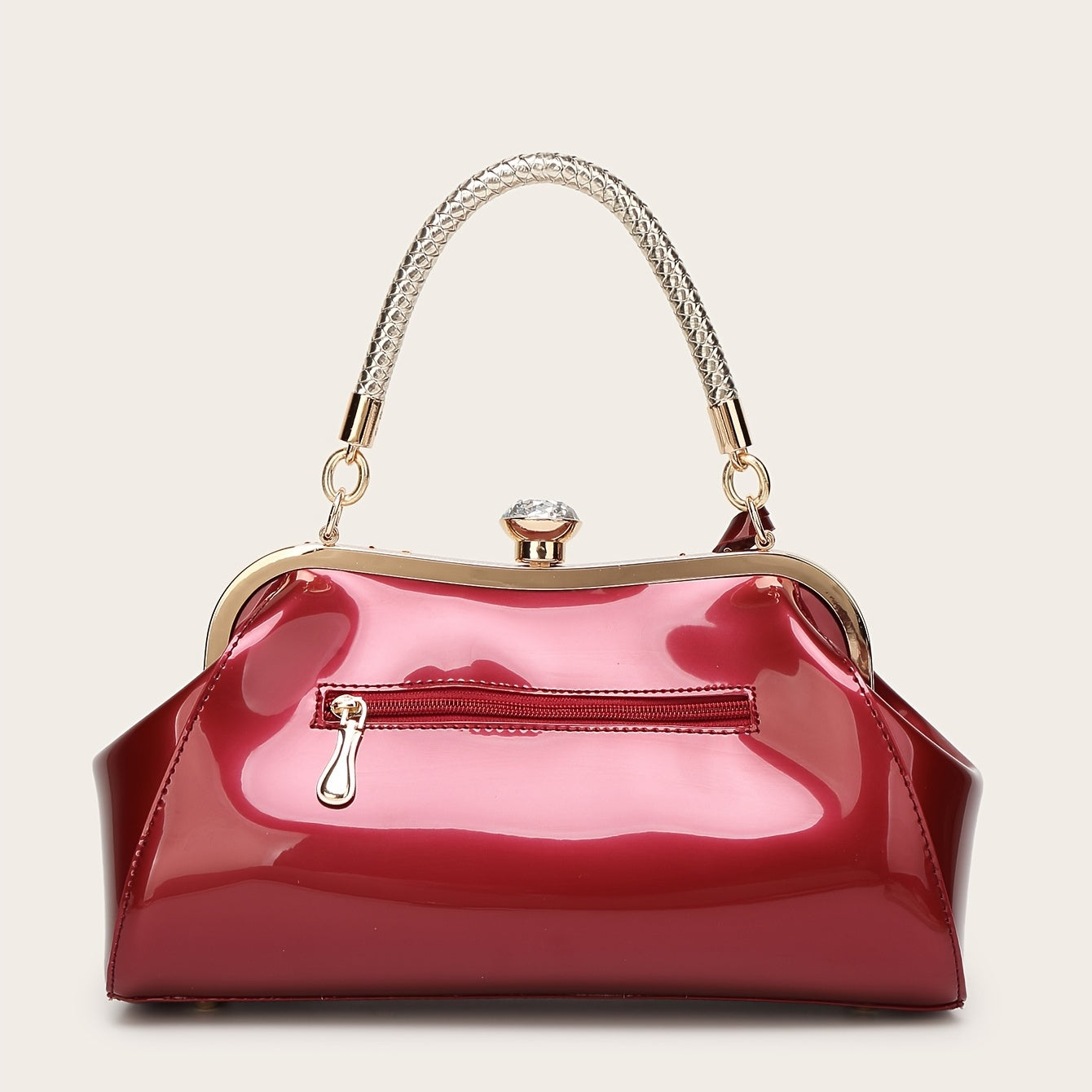 Women's Patent Leather Tote Bag with Rhinestones Water-Resistant for Weddings and Gifts