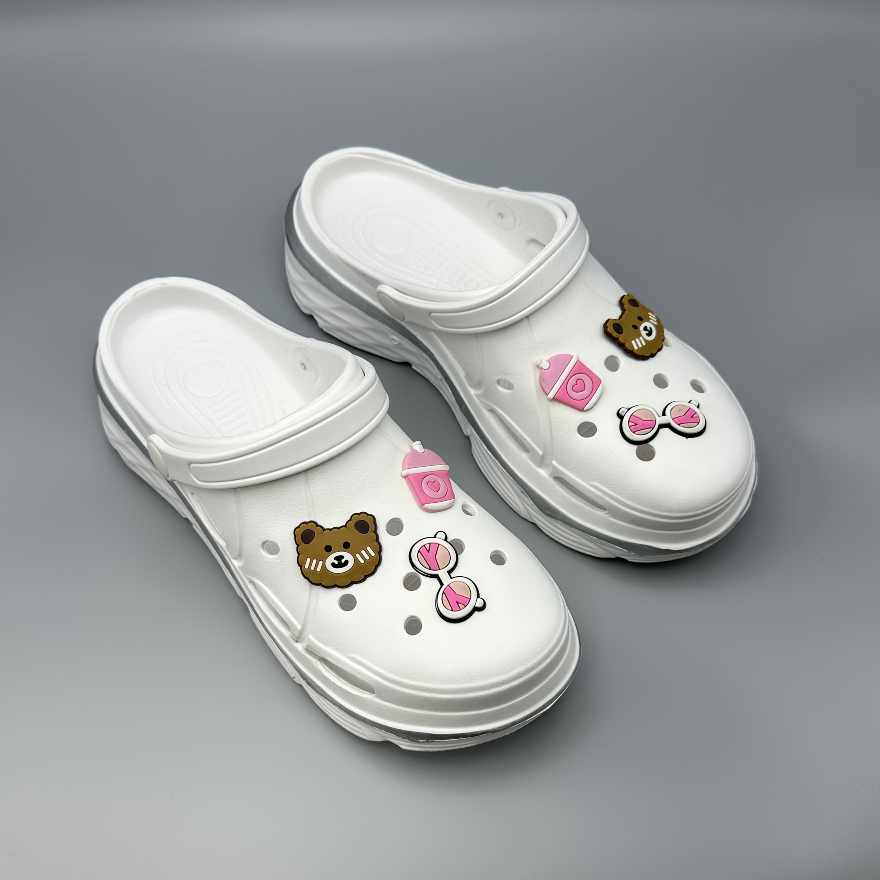 Women's Bear Cartoon Slippers EVA Clogs with Pink Bow Indoor Outdoor