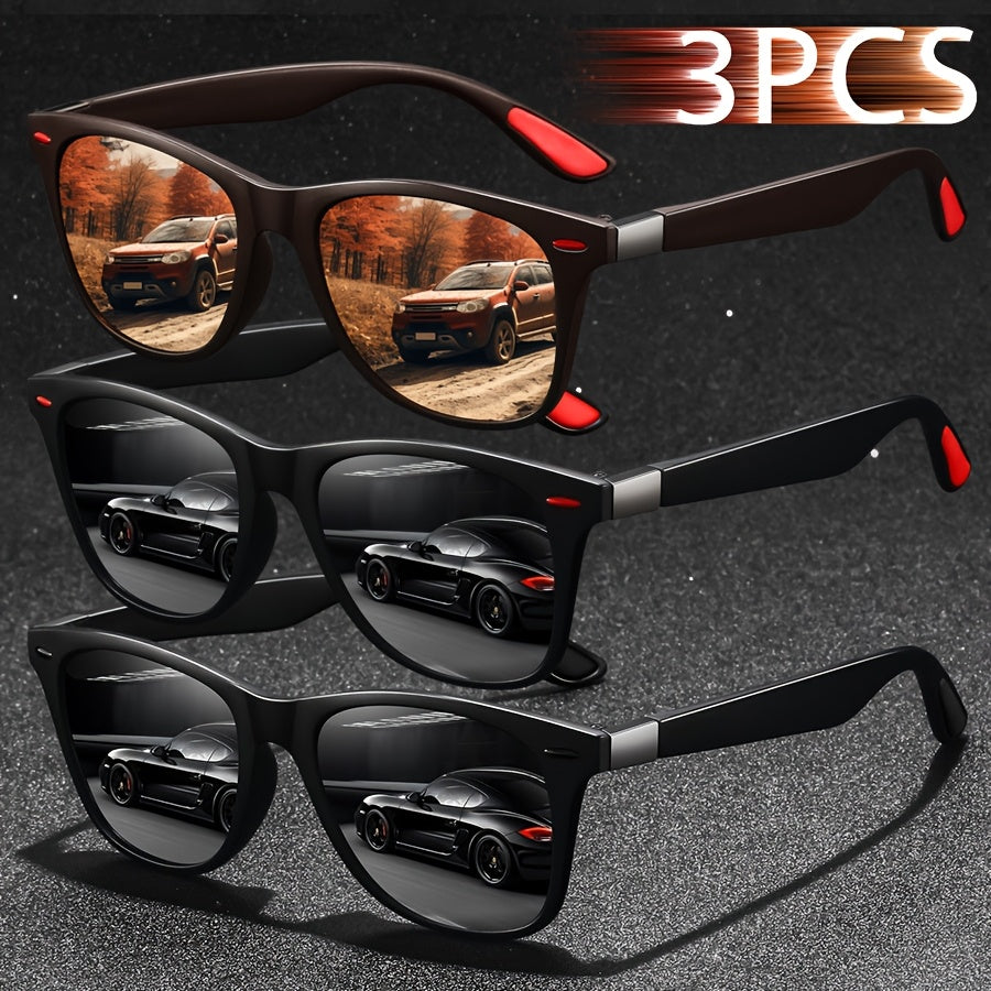 Unisex Vintage Square Glasses Full Rim Polycarbonate Frame Anti-Glare for Driving Hiking and Daily Use