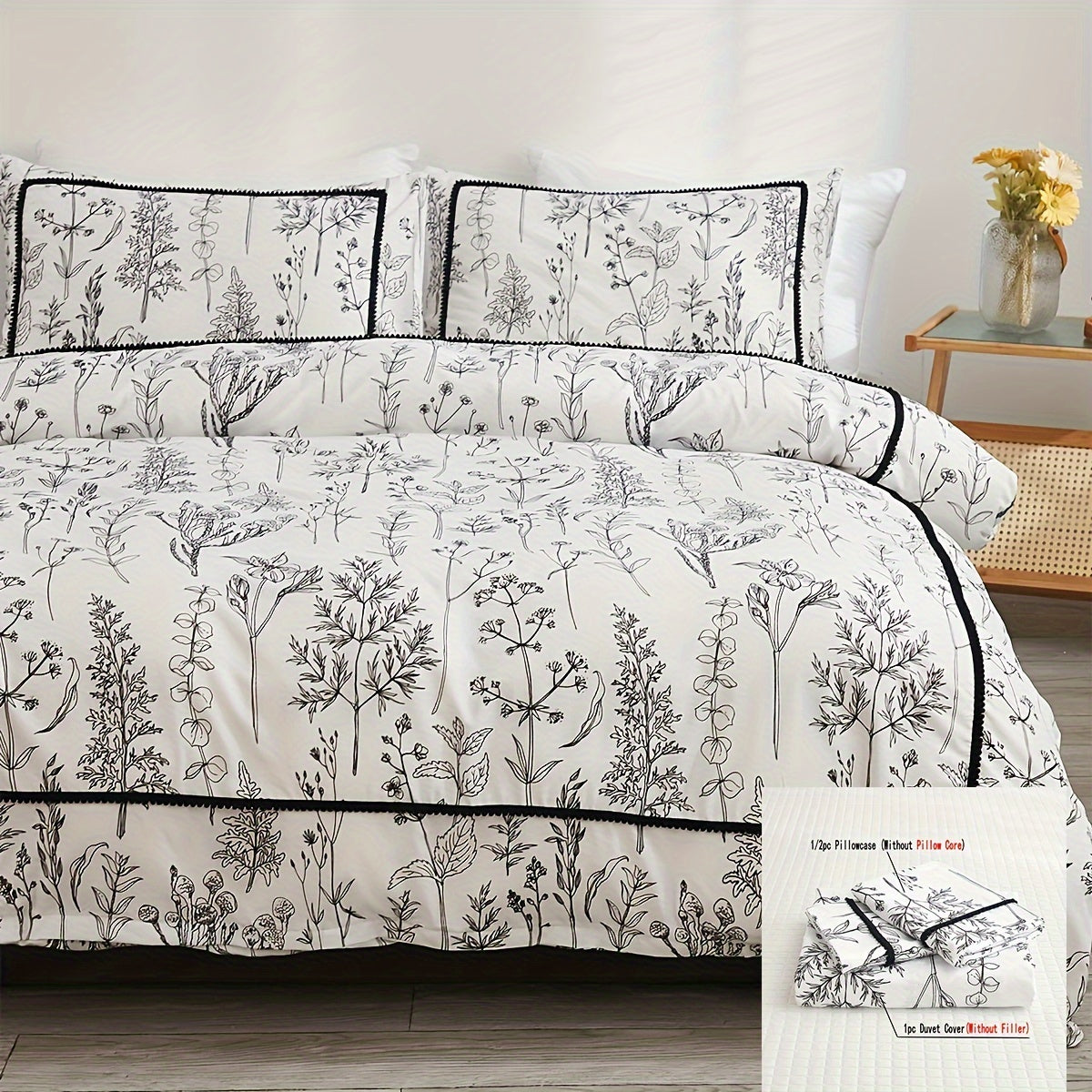 Bohemian Print Duvet Cover Set Queen King Microfiber Brushed Soft Zipper Machine Washable