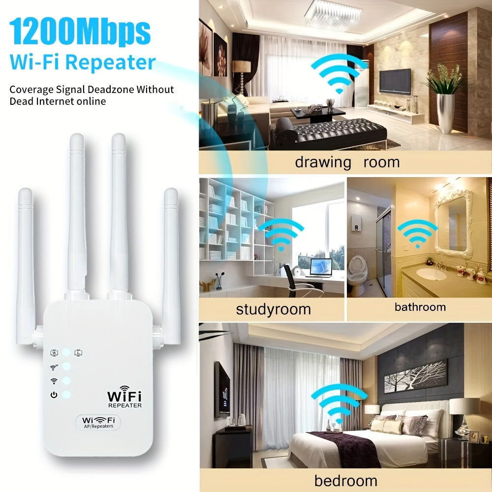 WiFi Booster Dual Band 1200Mbps with 4 Antennas and Ethernet Port