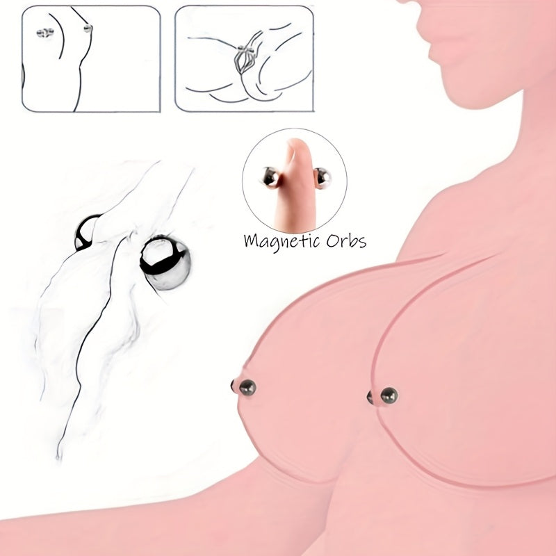 Adult Magnetic Nipple Clamps and Labia Screw Set, Strong, Reusable, Sensual Play