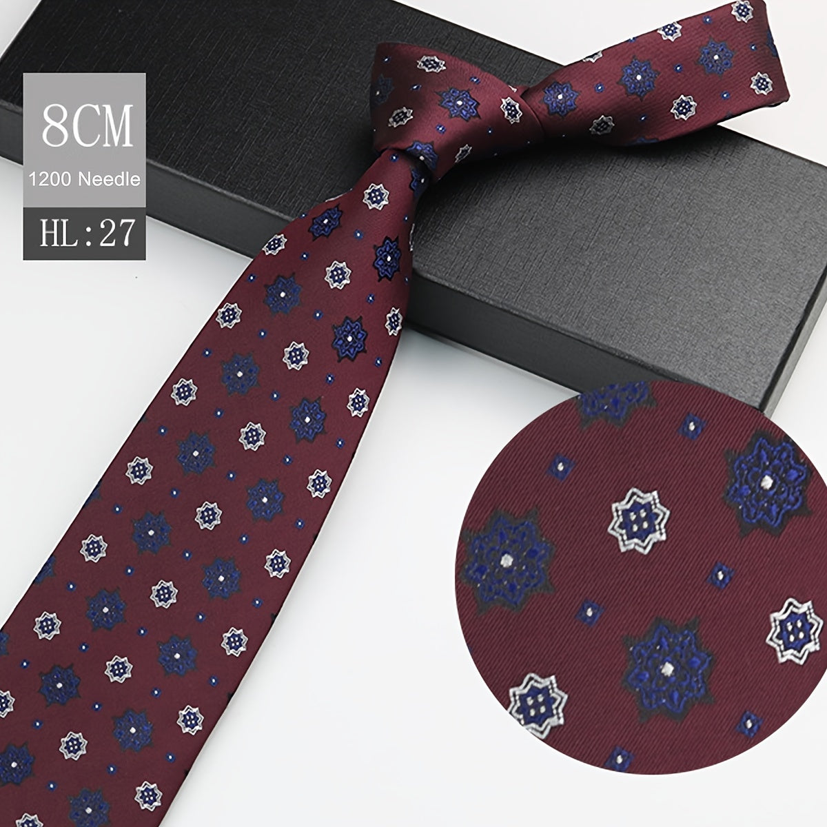 Men's Red Polyester Necktie 8cm Wide for Weddings and Business Events