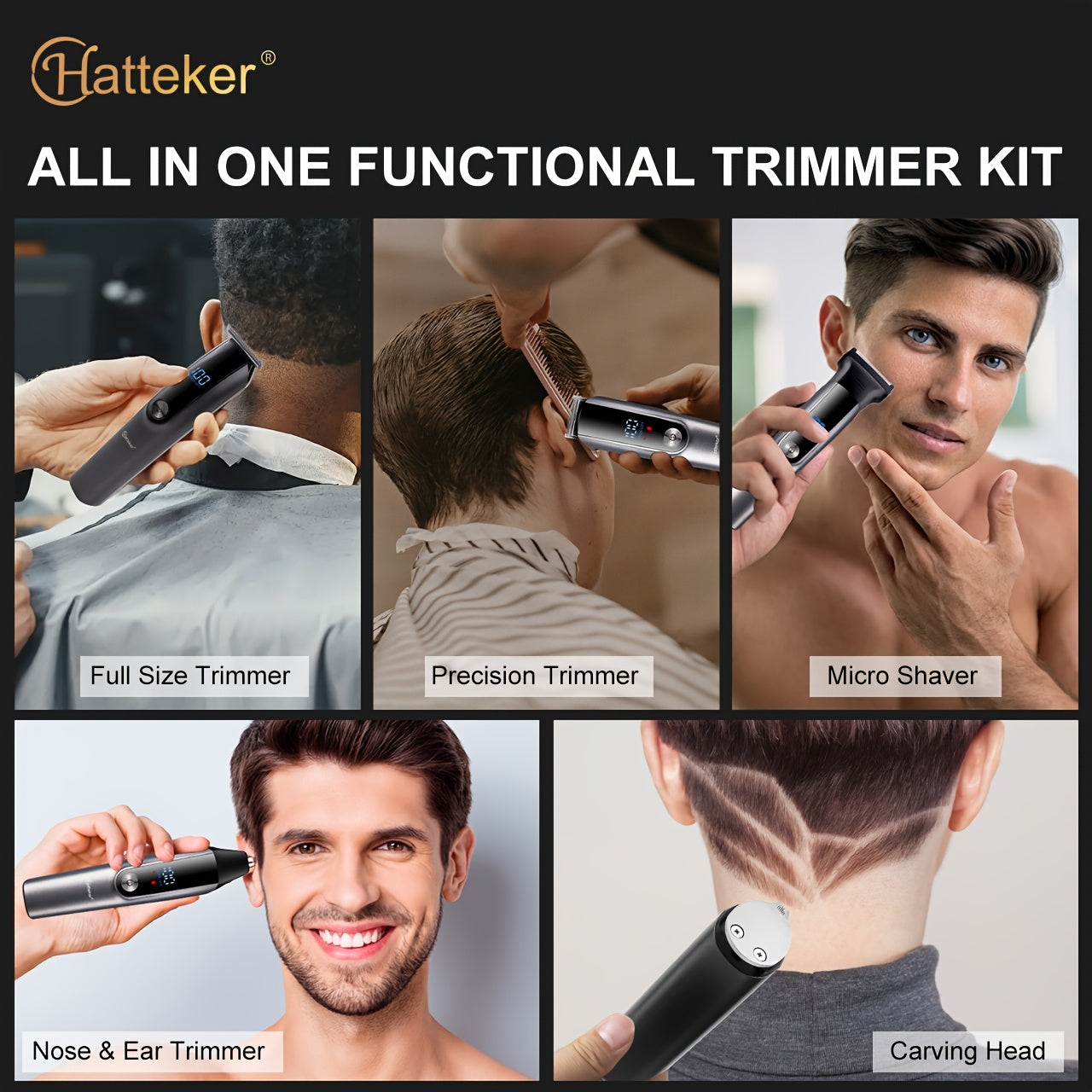 5 in 1 Electric Grooming Set with LCD Hair Clippers Perfect Gift for Men