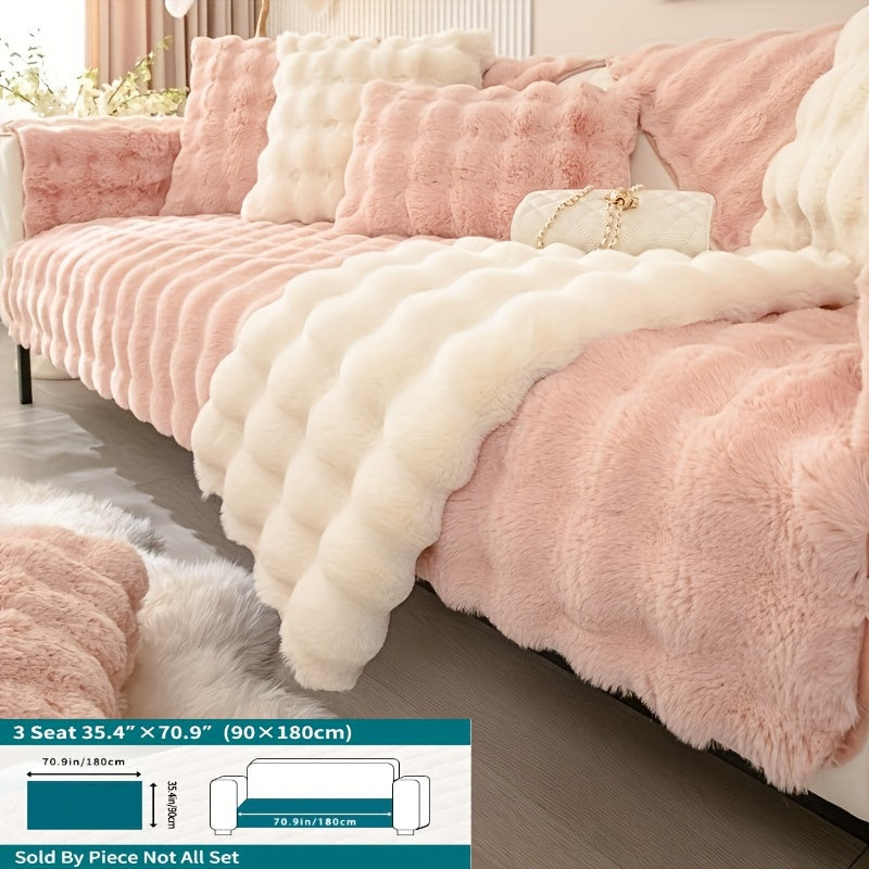 Winter Plush Sofa Cover Anti-Slip Dustproof Slipcover for Couch Living Room Bedroom