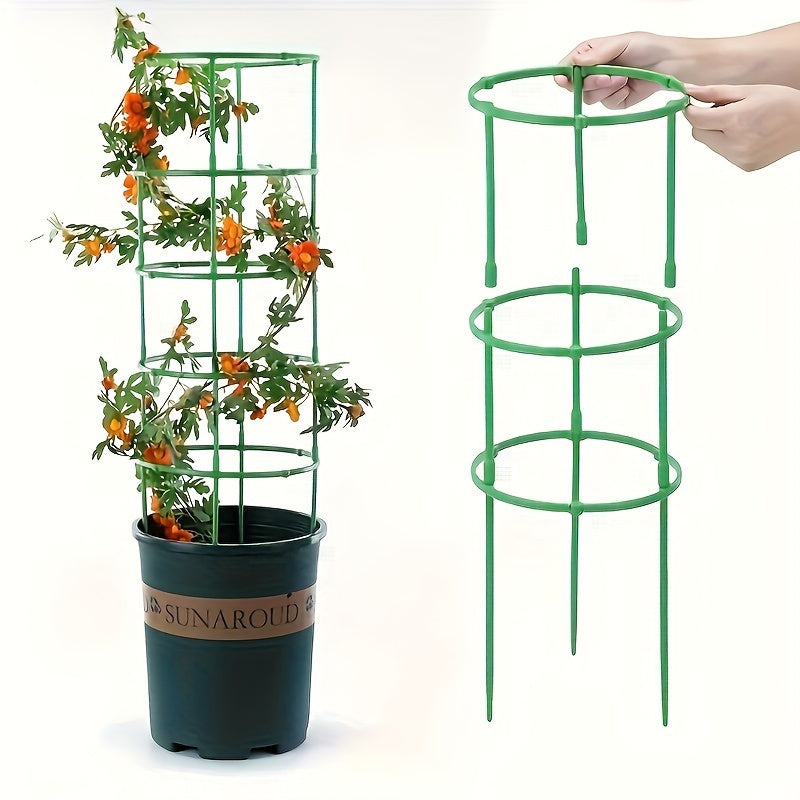 Set of 12 Green Plastic Plant Support Stakes for Indoor Climbing Plants