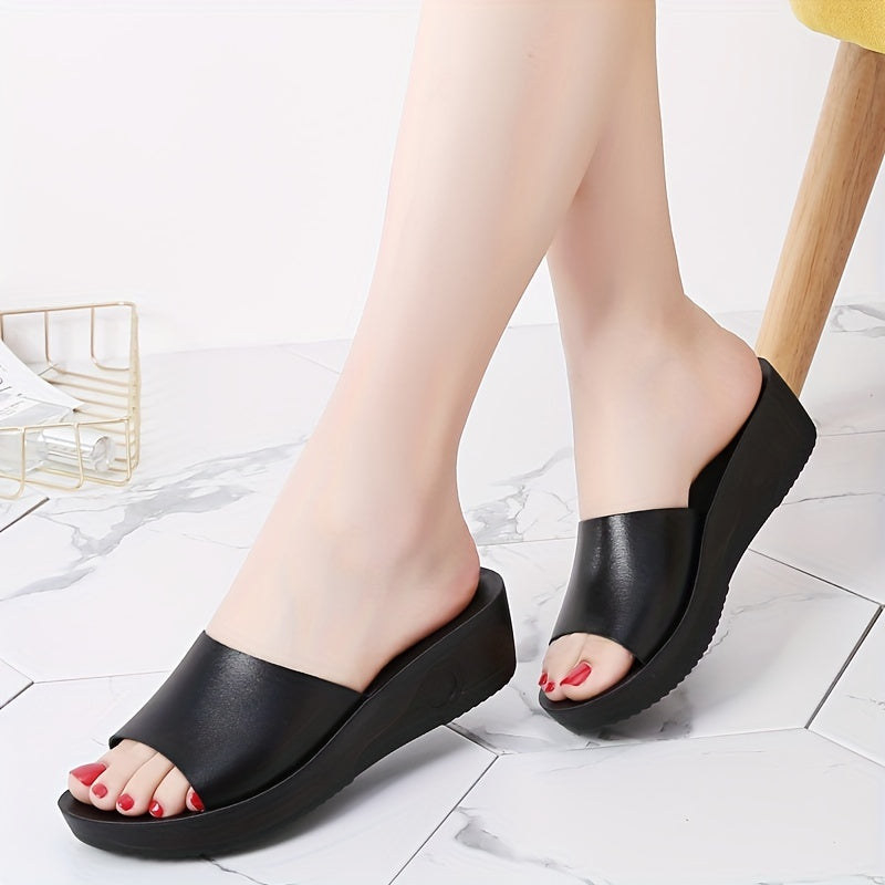 Women's Open Toe Slip-On Platform Wedge Sandals Casual Summer Shoes