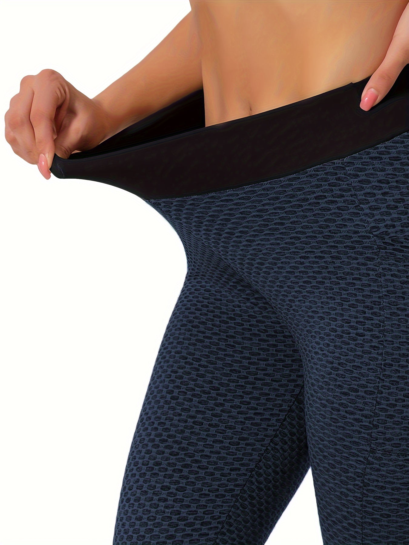 Ayollar uchun Seersucker yoga legginslar 2-to'plam, cho'ntaklar bilan, barcha mavsumga mos elastik