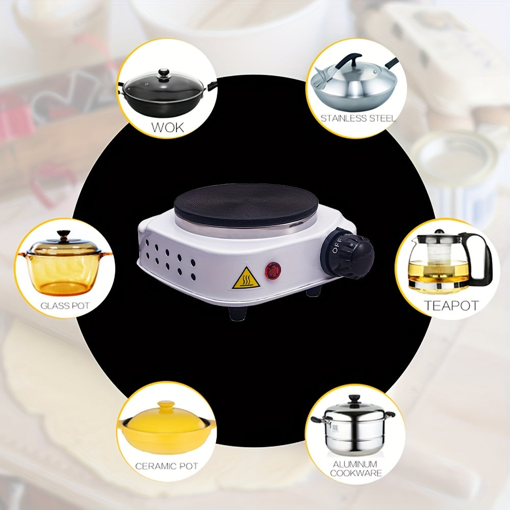 500W Mini Portable Electric Stove with Five-Level Temperature Adjustment in White