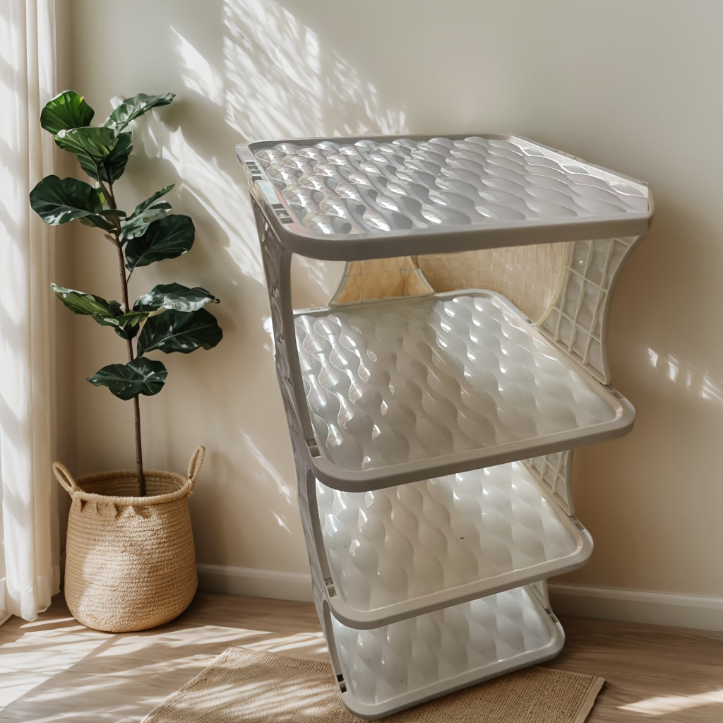 Ko'p qatlamli poyabzal shkafi, chang qopqog'i bilan, joyni tejash uchun mukammal - Oddiy yig'ilish, keng va uylar va talabalar yotoqxonasida saqlash uchun qulay.