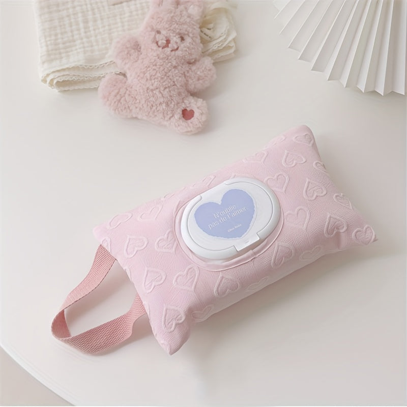 Large Capacity Heart-Shaped Tissue Holder for Diapers and Wipes Portable Flip-Top Design