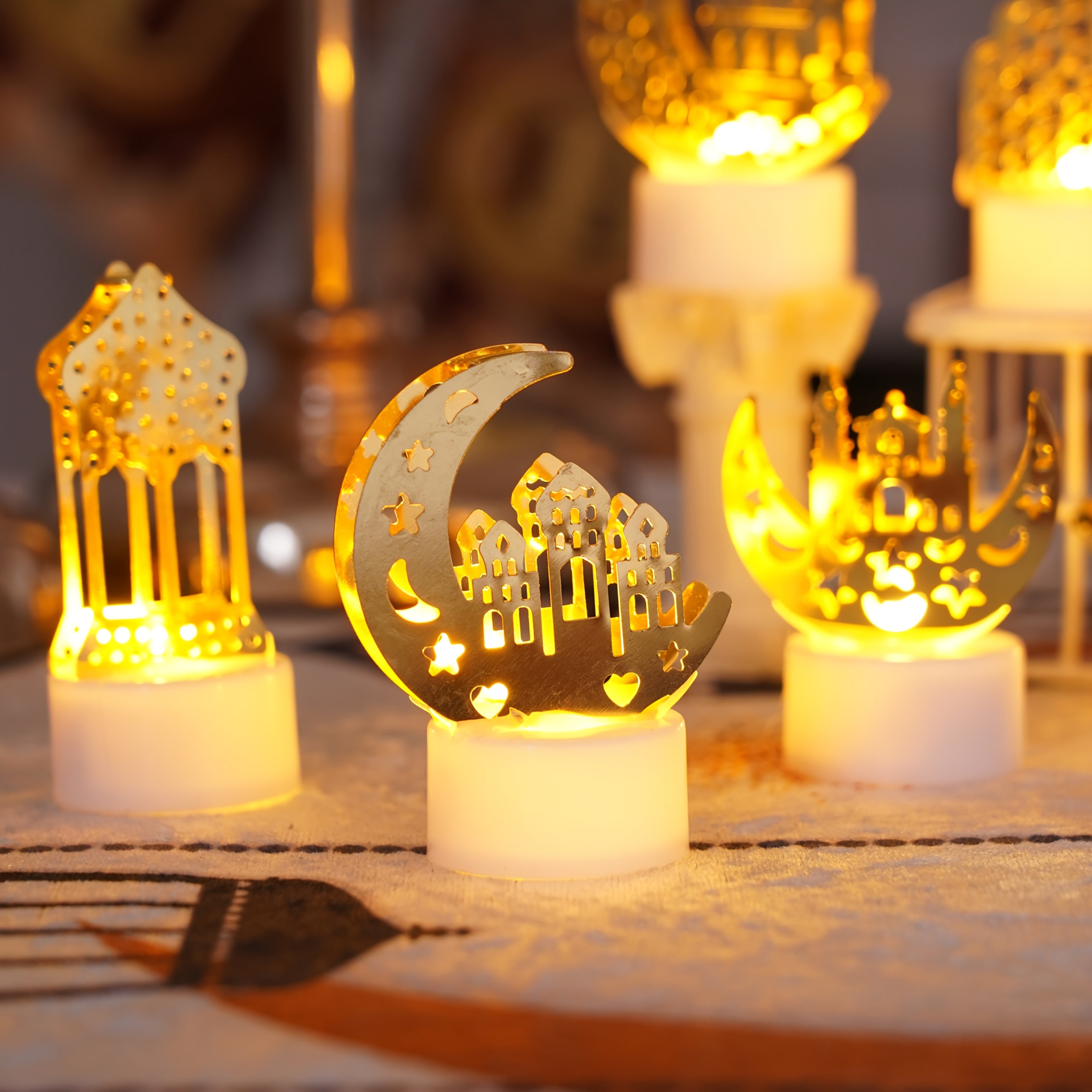 6 LED Ramadan Table Lights with Colorful Eid Decorations for Outdoor Home Decor