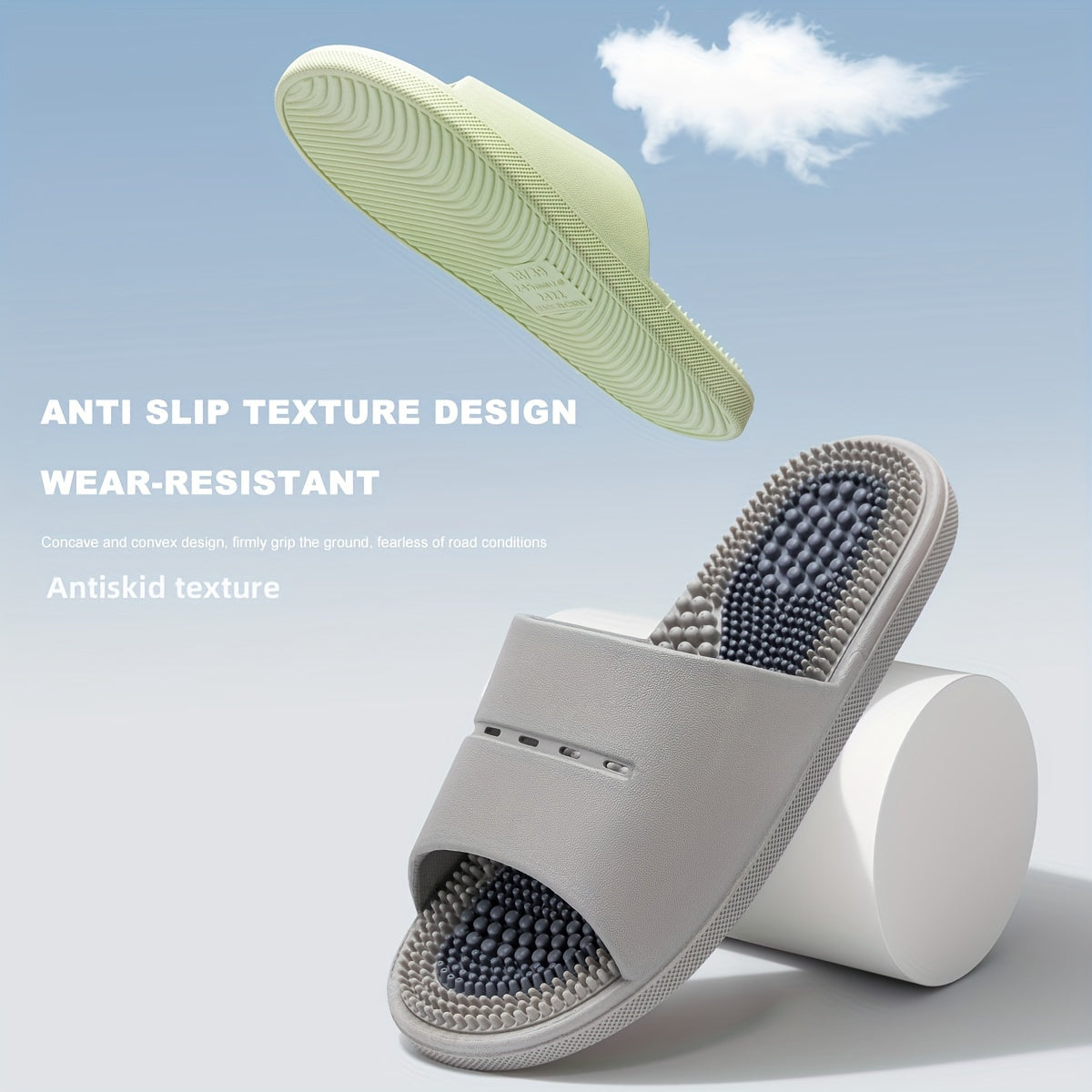 Unisex Non-Slip Rubber Slippers for Home Bathroom Multi-Coloured