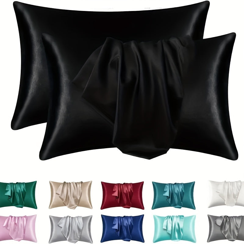 Satin Pillowcase 100% Polyester Solid Color Breathable Cooling Envelope Closure