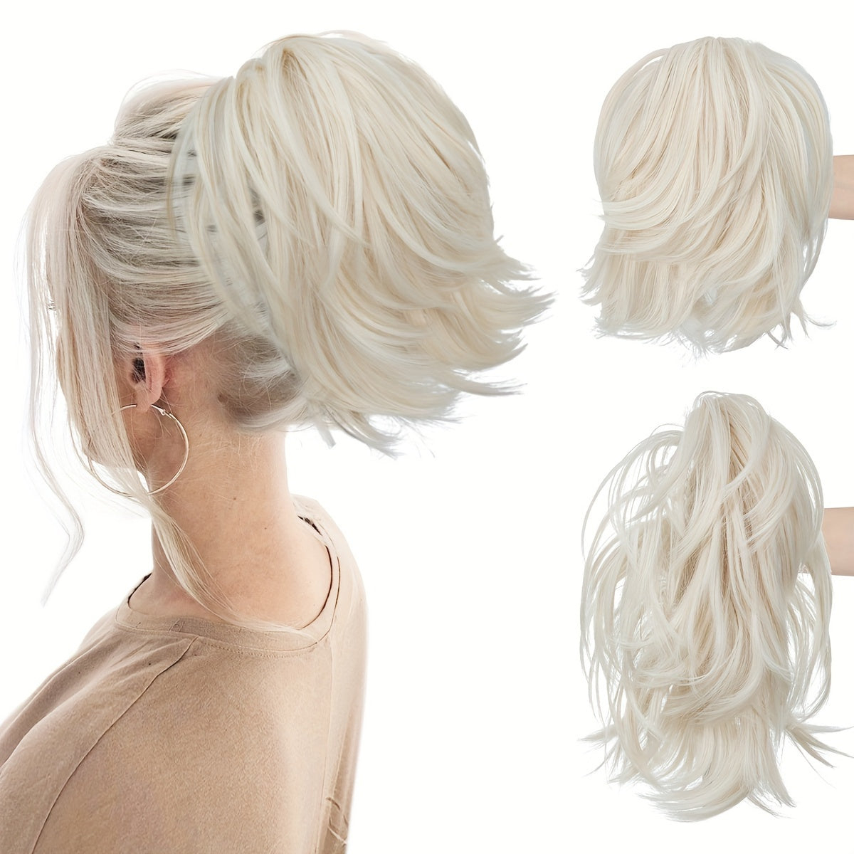 Ayollar sintetik to'lqinli soch uzatish klipli qisqa to'qilgan soch