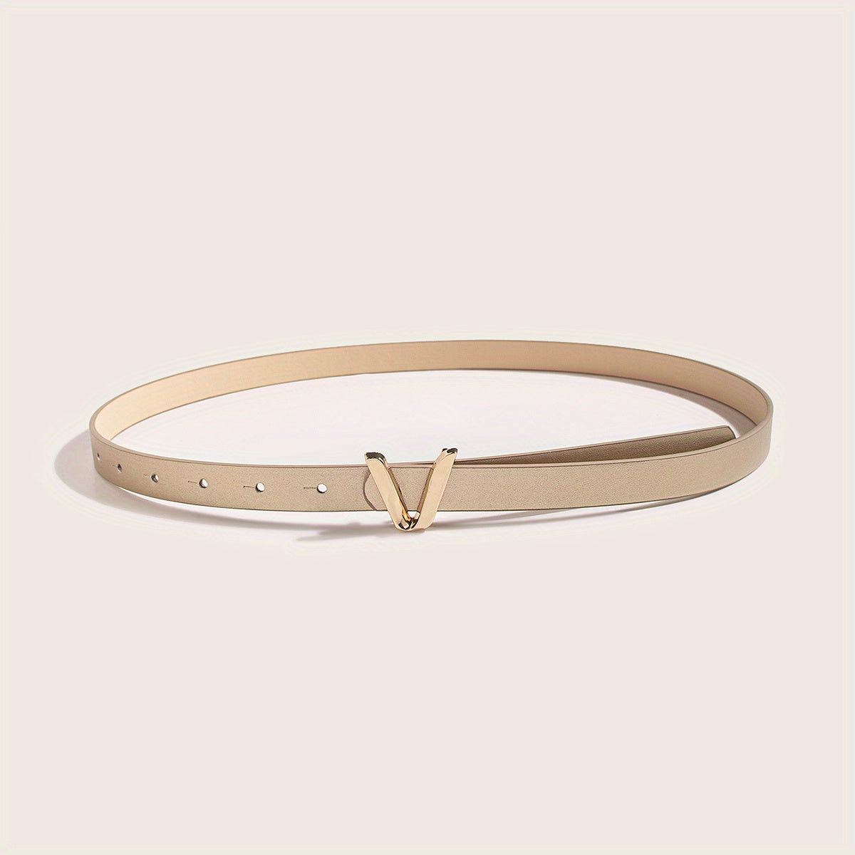 Women's Gold Belt with V-Shaped Buckle Minimalist Fashion Accessory