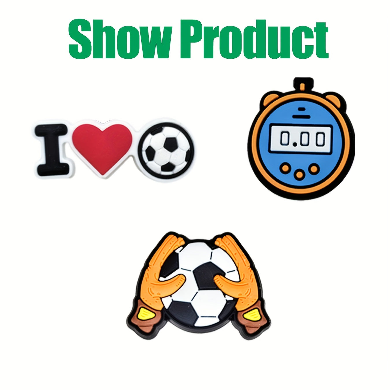 Kids PVC Soccer Charms Set 10pcs Football Themed Pins for DIY Accessories