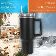 40oz Stainless Steel Travel Mug with Straw Double Wall Insulation and Handle
