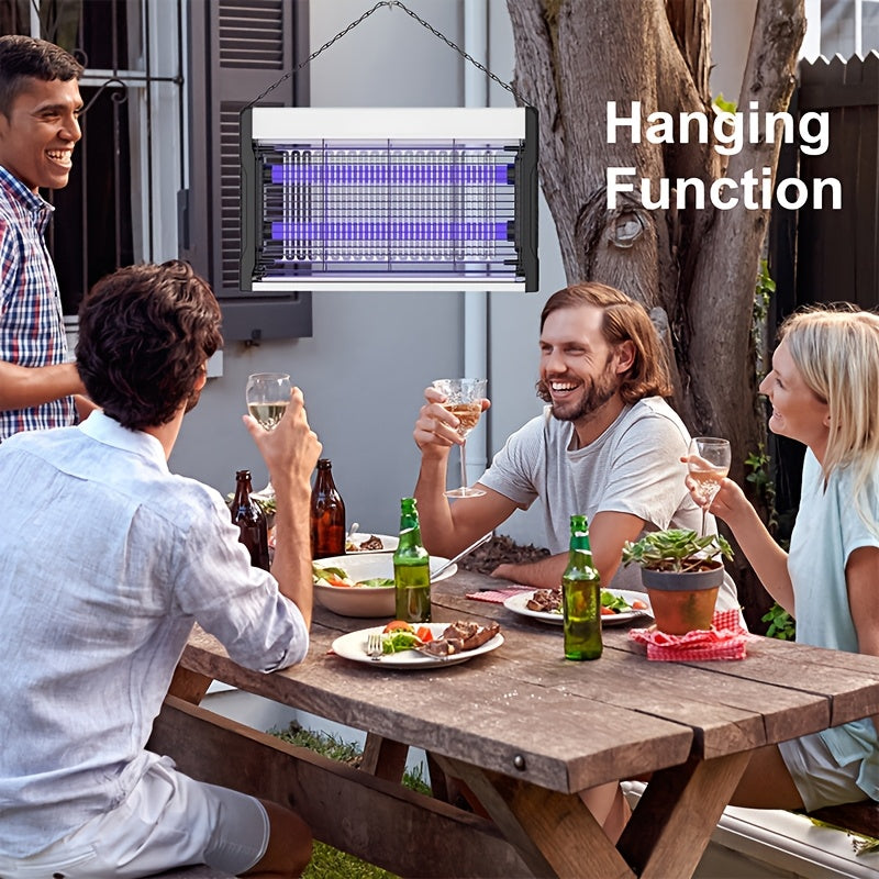 Lámpara eléctrica matamoscas impermeable para insectos, de montaje en pared, trampa para mosquitos, malla metálica negra