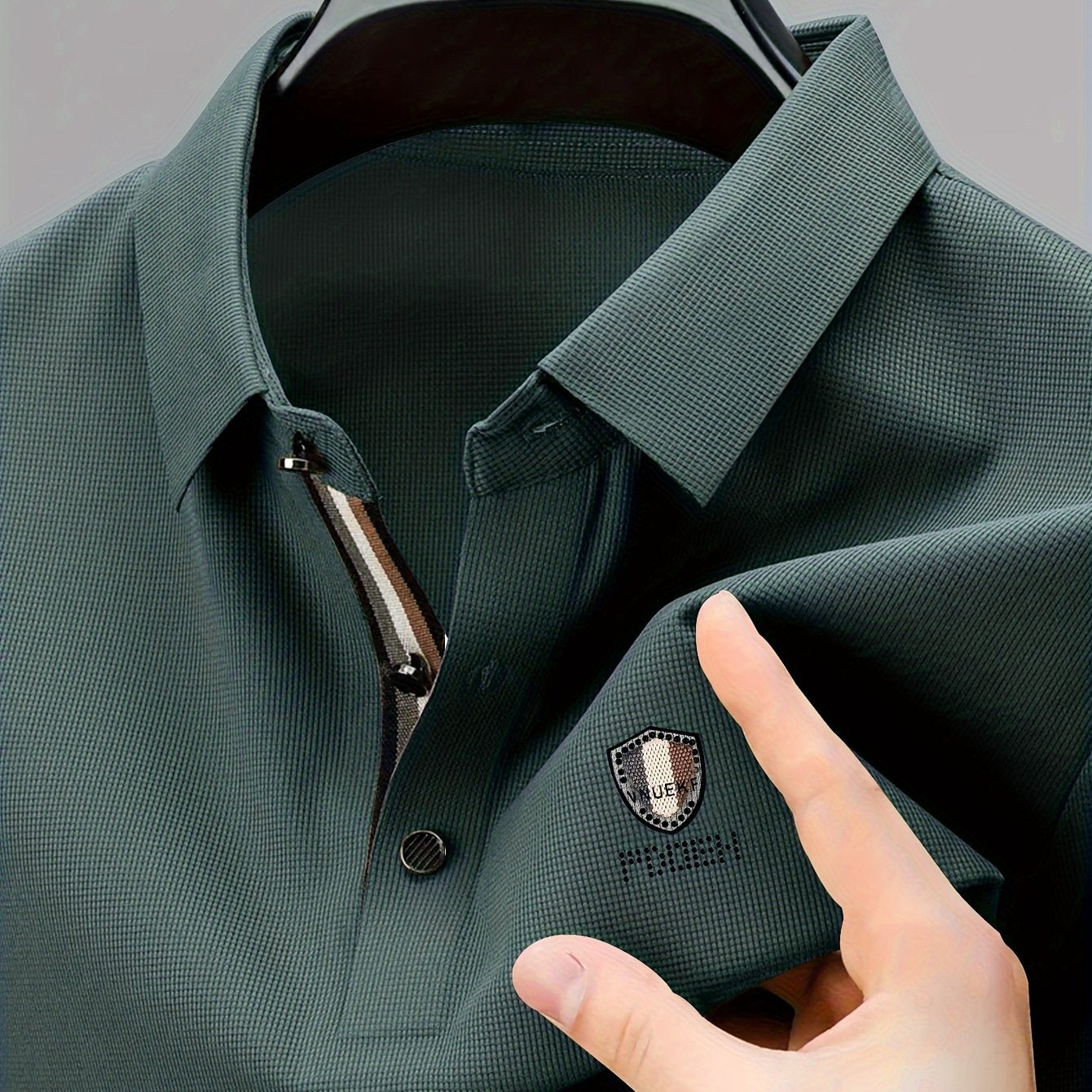 Men's Summer Polyester Golf Shirt with Striped Graphic Print Short Sleeve Casual Lapel