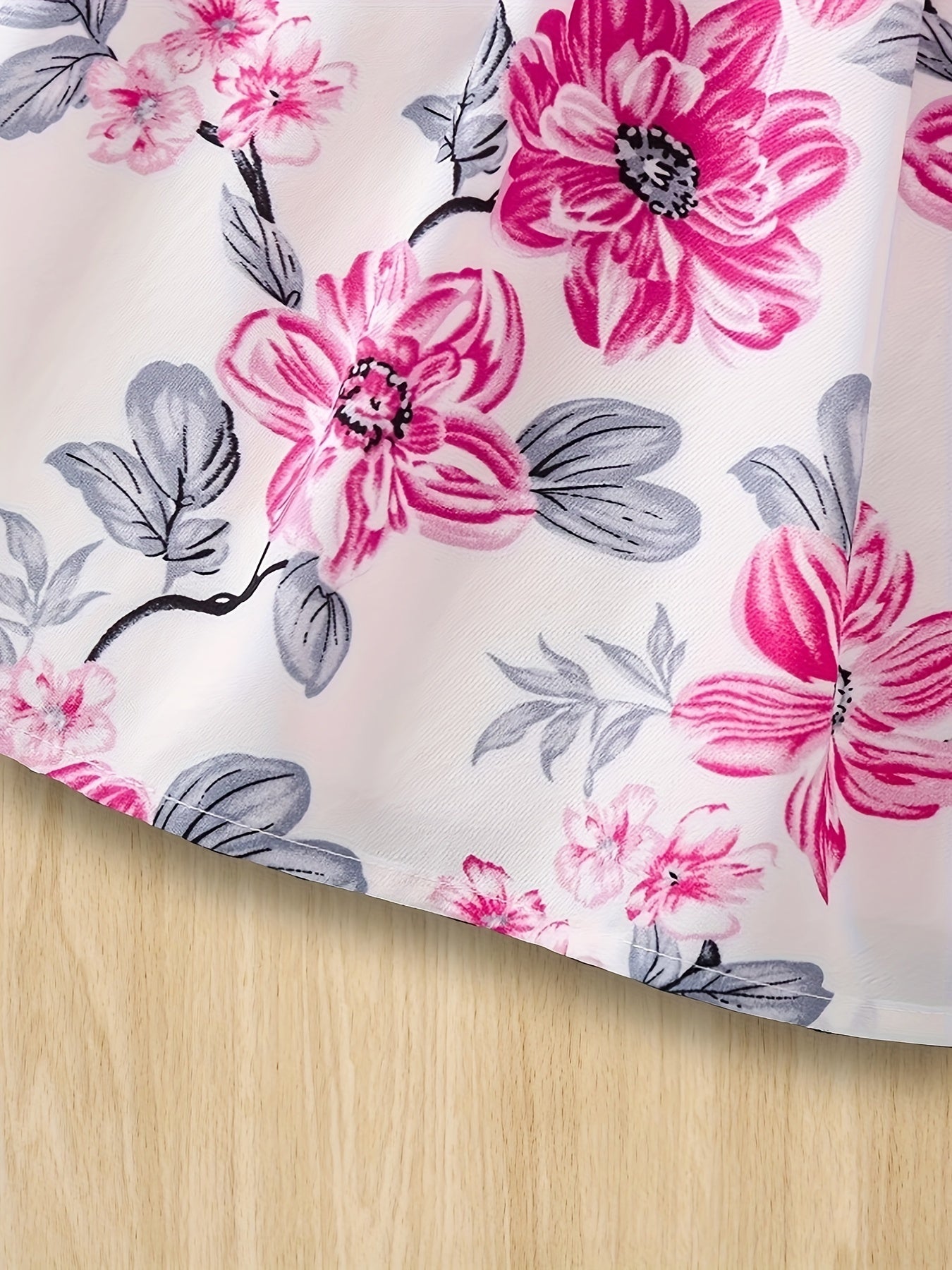 Girls Casual Outfit Set with Ribbed Corduroy Jacket Floral Cami Dress Belt for Spring Fall Outdoor Parties