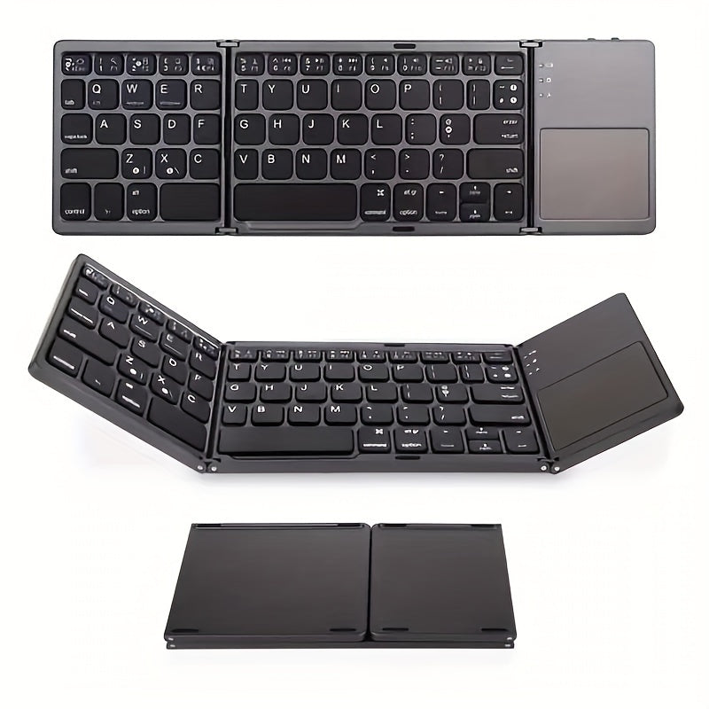 Wireless Foldable Compact Keyboard with Touchpad Type-C Charging and Frosted Finish