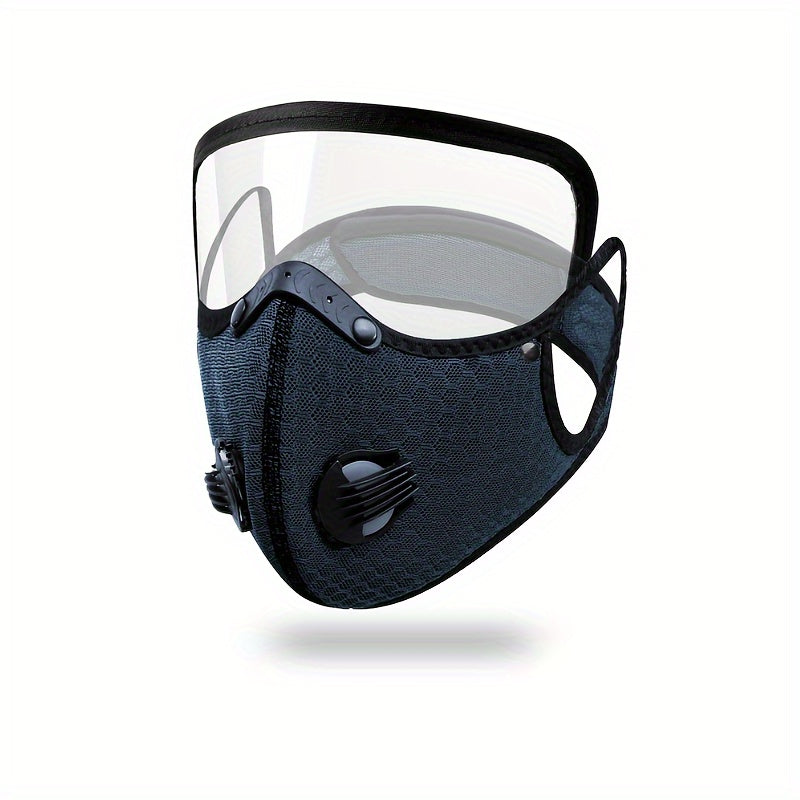 1/2 Ajratiladigan yuz niqobi, nafas chiqarish klapanli, shaffof ko'z qalqoni, og'iz filtri, changdan himoyalovchi, erkaklar va ayollar uchun mos.