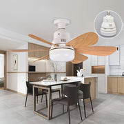 1 dona Smart Wood Grain Ceiling Fan LED Light bilan, masofadan boshqarish, sozlanadigan yoritish va tezlik, oson o'rnatish, ichki foydalanish - 85V-265V Qattiq sim bilan ulanadigan