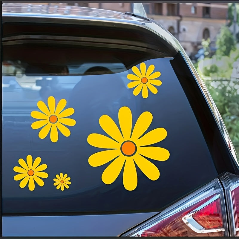 Car Stickers Set, Daisy Pattern, 5 Pieces, Waterproof and Removable