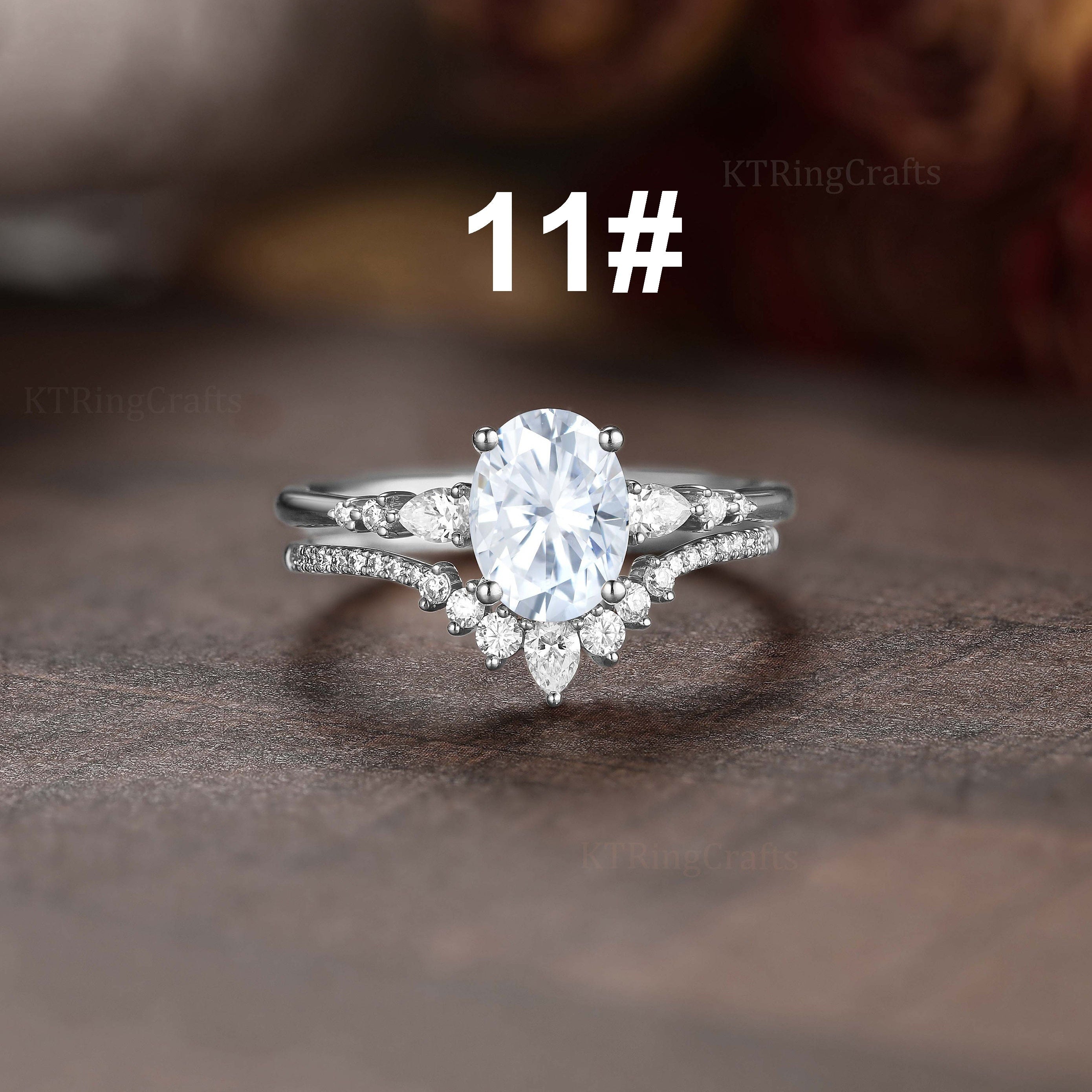 Elegant Egg-Shaped Engagement Rings for Women with Oval Cubic Zirconia Center and Teardrop Accents