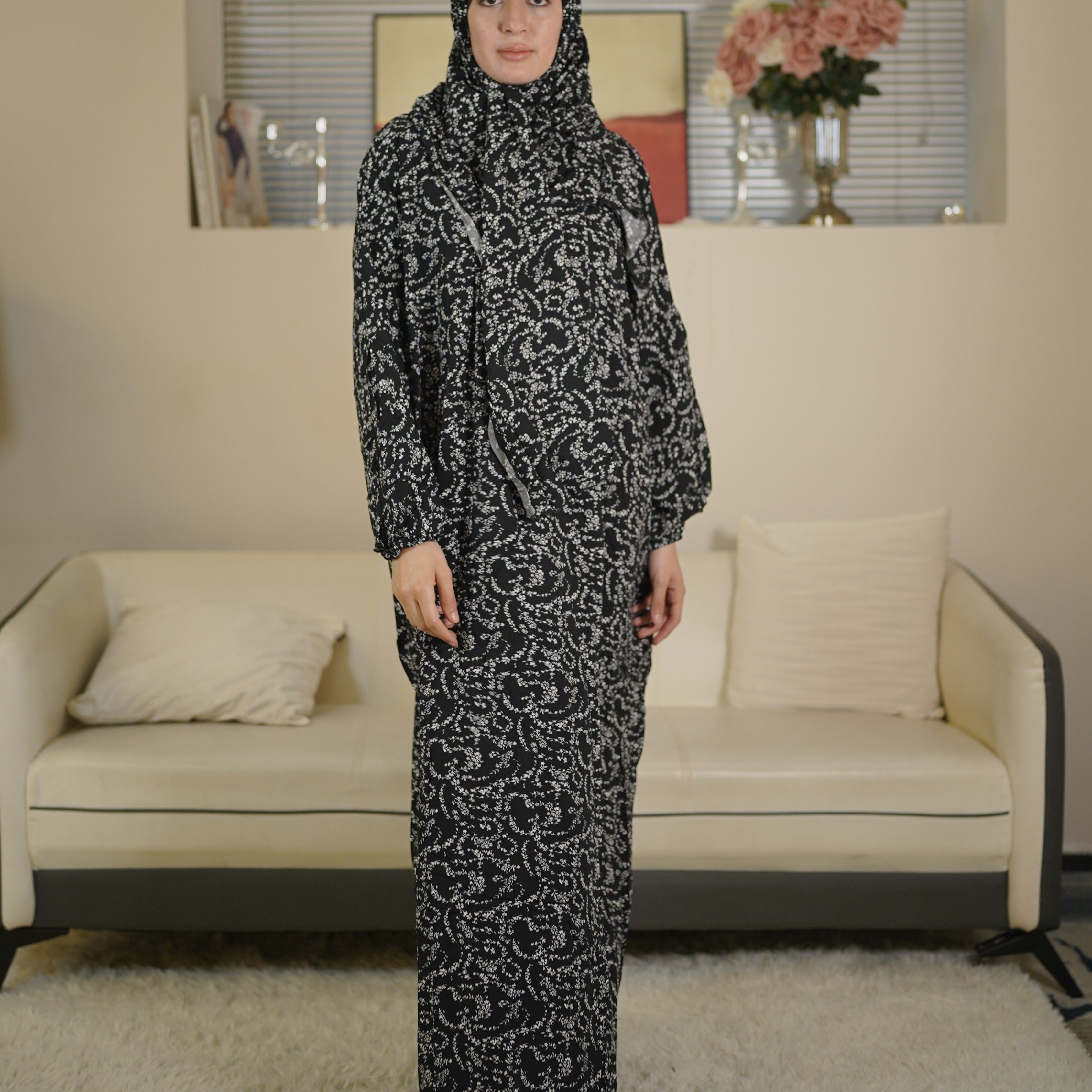 Plus Size Floral Print Maxi Dress Long Sleeve Modest Clothing