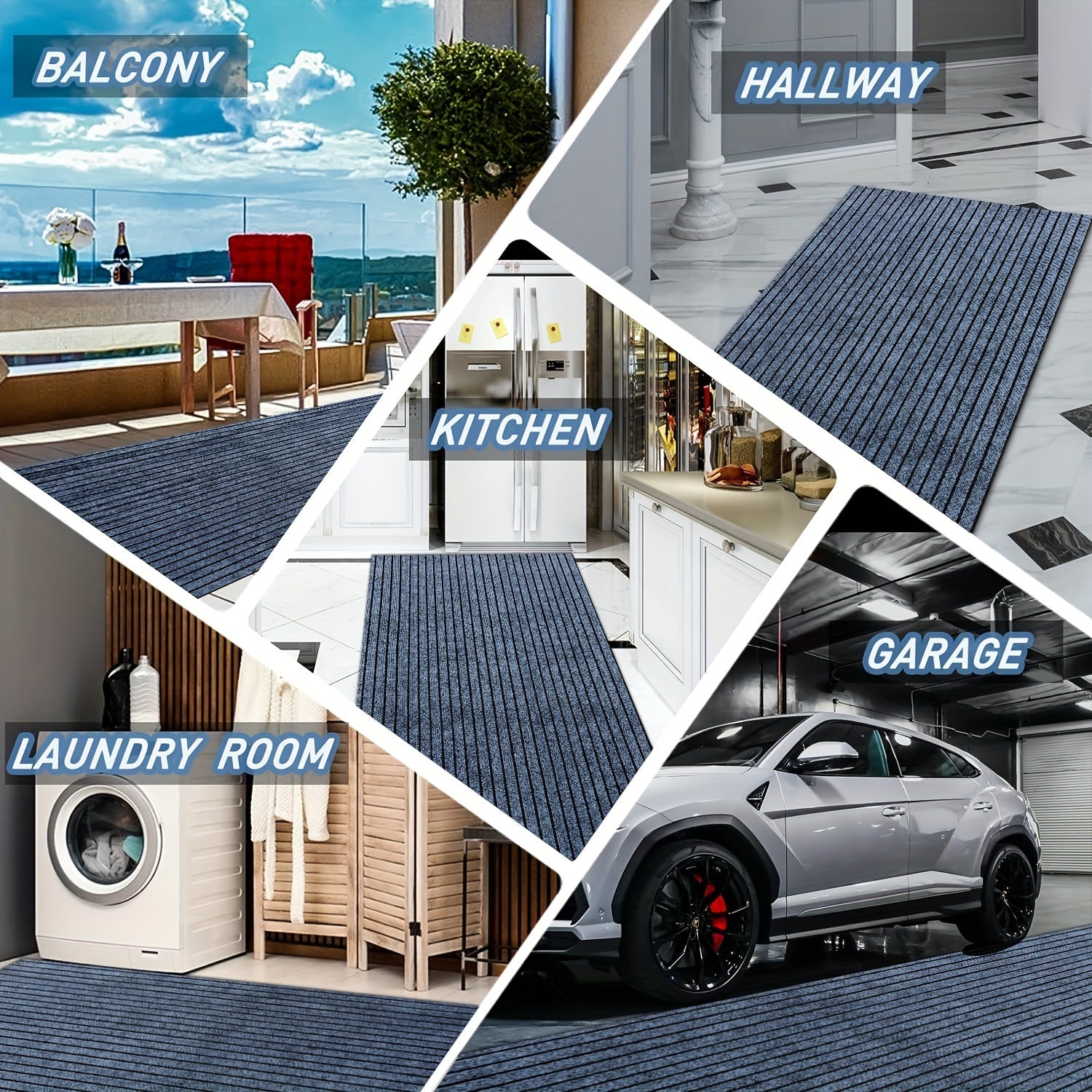 Non-Slip Waterproof Runner Rug for Indoor Outdoor High Traffic Hallways Decks