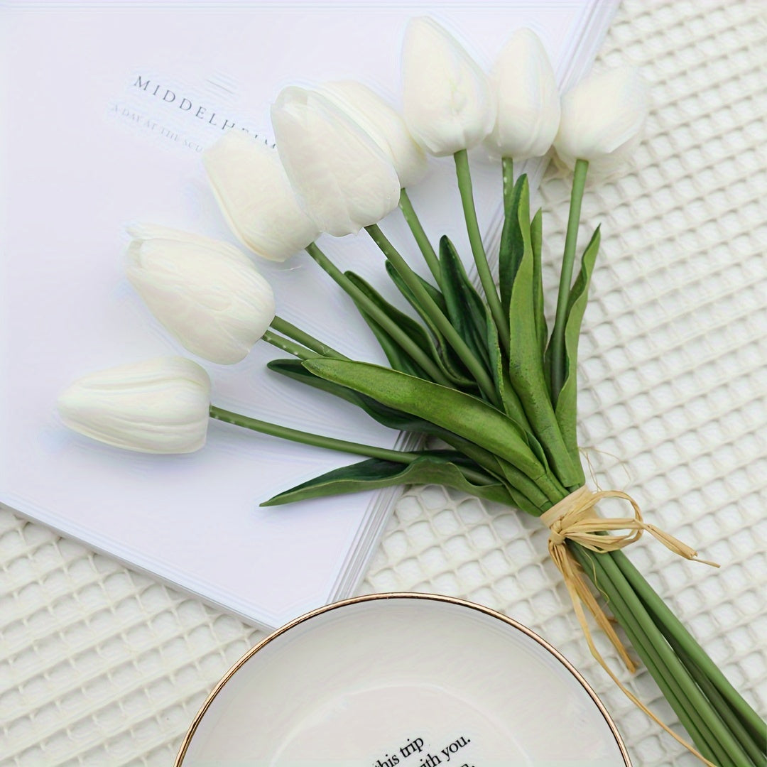 Sun'iy tulip gullari to'plami 9, 18 yoki 27 dona, uy ofisi bezatish, to'ylar, partiyalar, sovg'alar uchun