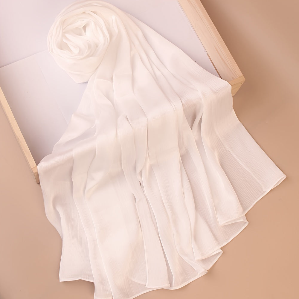 Pañuelo de cabeza clásico plisado de color sólido para uso casual, viaje y actividades al aire libre