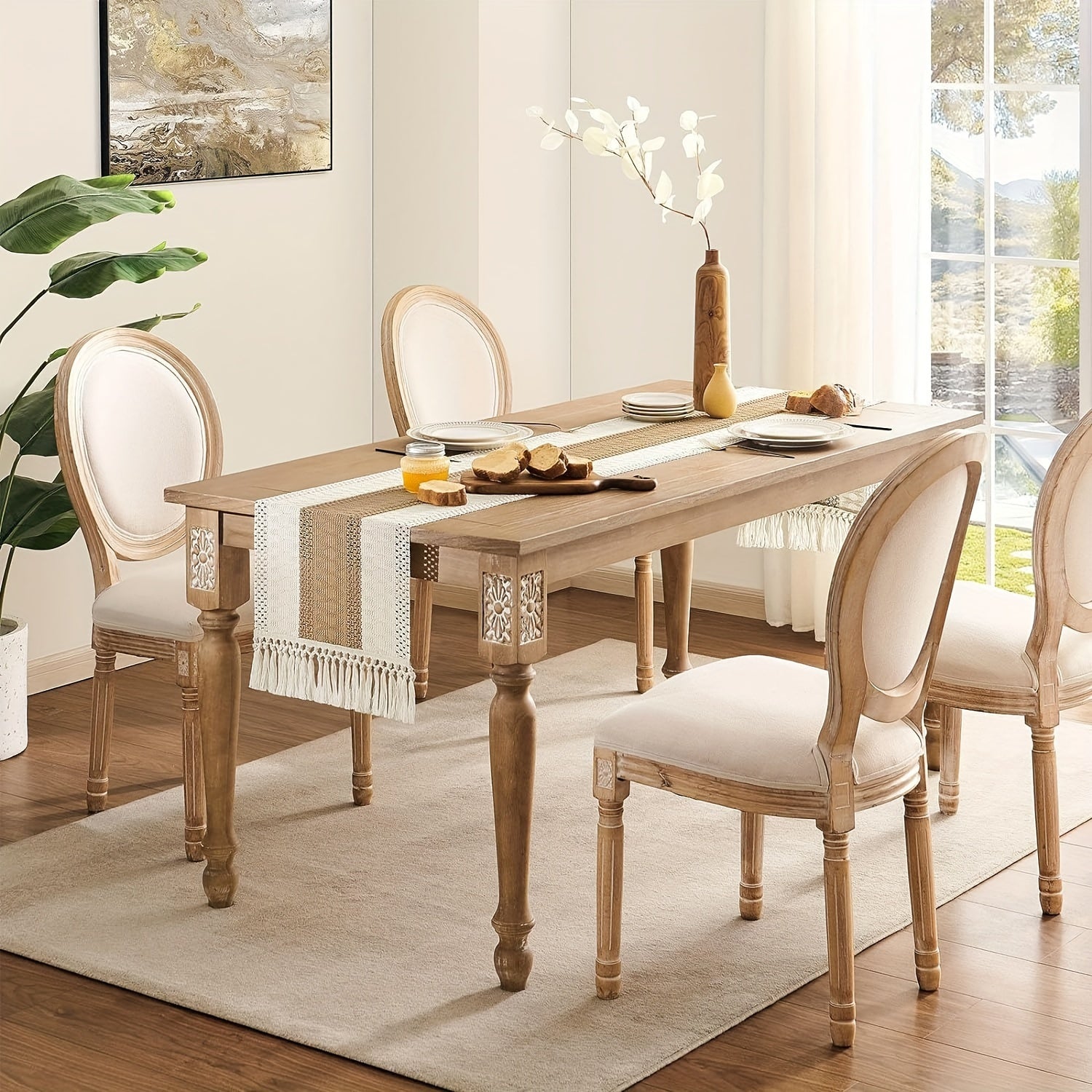 Striped Bohemian Chic Table Runner with Tassels for Dining and Decor