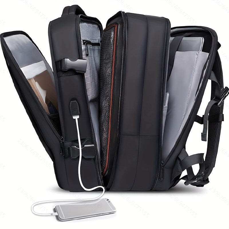 Men's Nylon Backpack with Laptop Compartment and Trolley Sleeve for Travel and Business