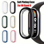 Mi Band 8 Soft TPU Case with Tempered Glass Screen Protector Waterproof Scratch-Resistant Full Coverage Bumper for Running and Sports