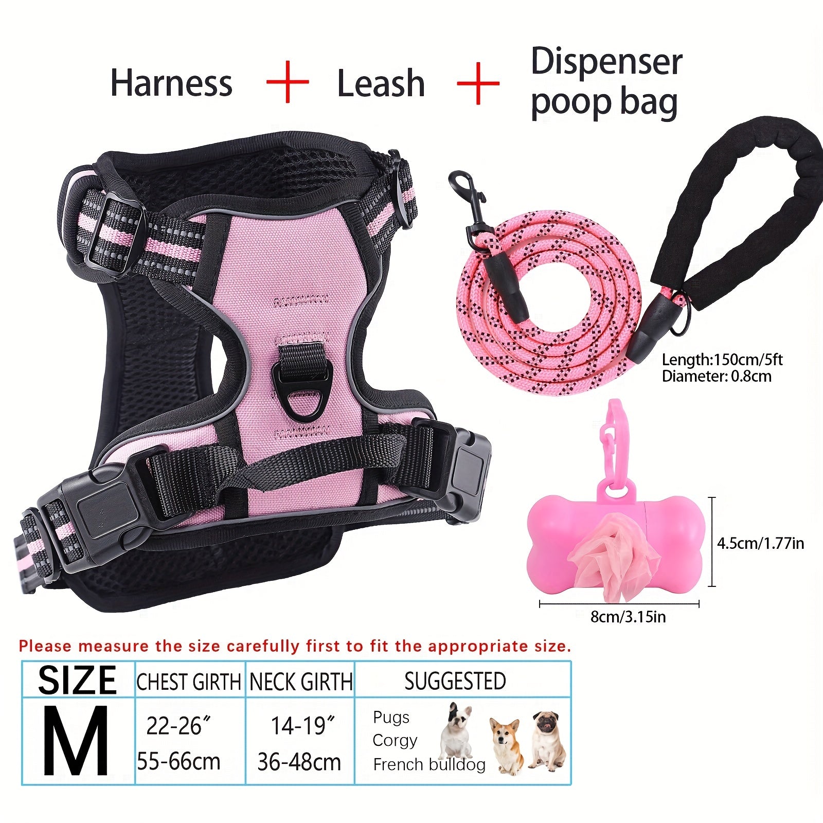 No-Pull Dog Harness and Leash Set with Reflective Features for Medium and Large Dogs