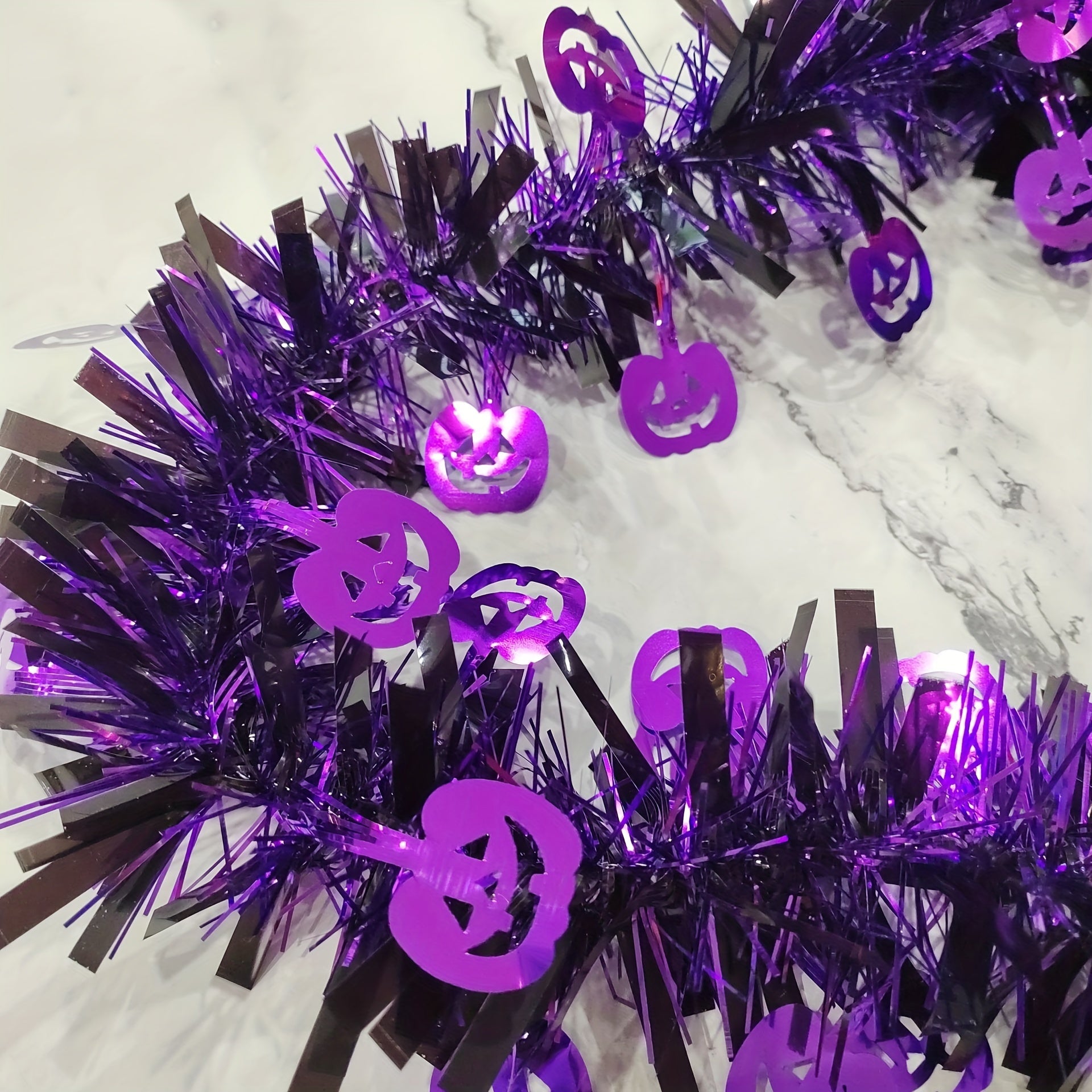 Halloween Bat and Pumpkin Garland Set, 152.4cm, Fireplace Decor, Battery-Free