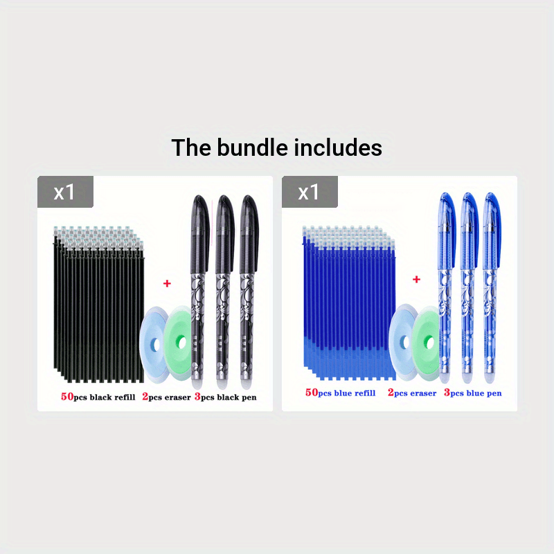 55-Piece Colored Erasable Gel Pen Refills 0.5mm for Office School Writing
