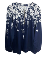 Туника оверсайз с длинным рукавом и цветочным принтом для женщин plus size, с круглым вырезом