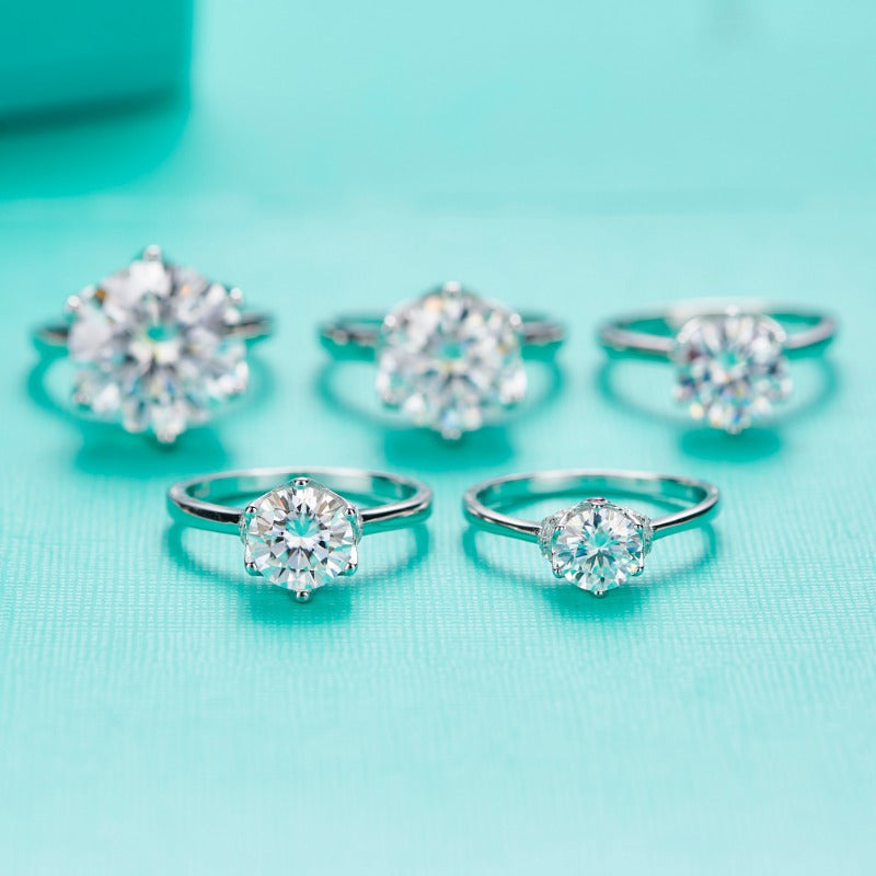 925 Silver Moissanite uzuk 18K oltin qoplama bilan, 1-10 karat o'lchamdagi to'y zargarlik buyumlari