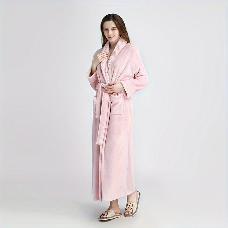 Unisex Flannel Bathrobe for Autumn Winter Cozy Nightwear Home
