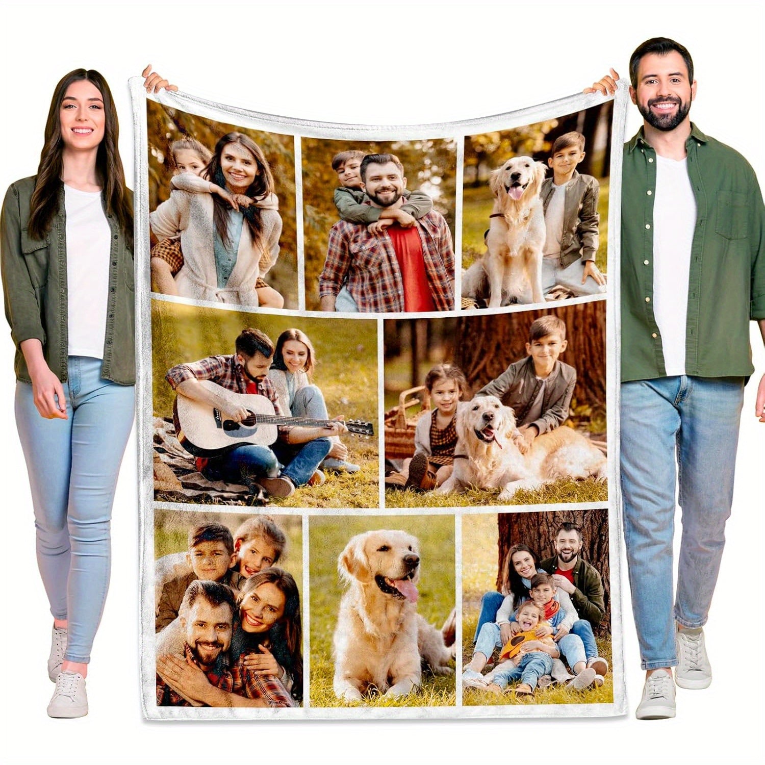 Custom Photo Blanket with Multiple Pictures Personalized Flannel Throw for All Seasons