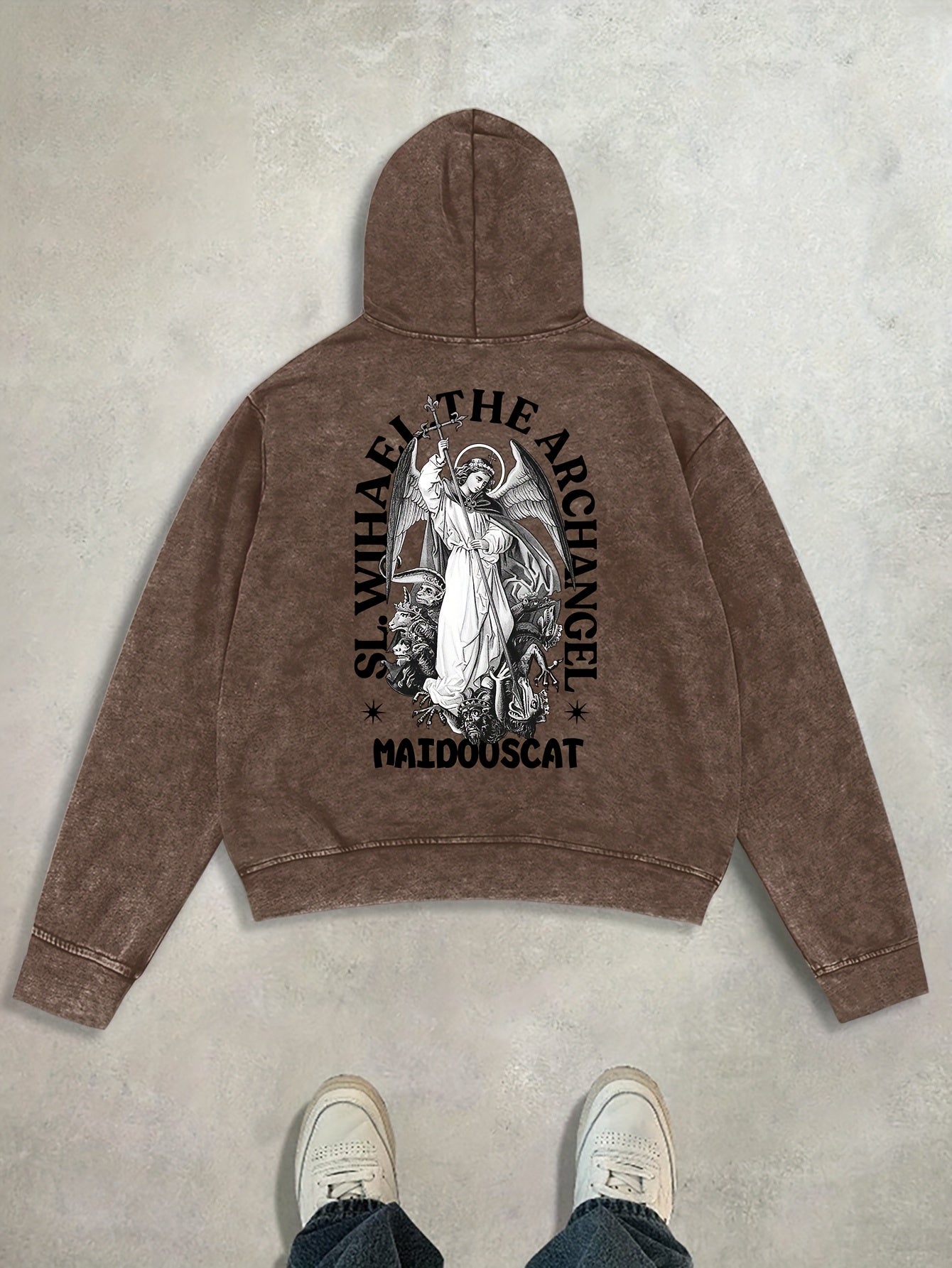 Plus Size Men's Hoodie Cotton Hooded Long Sleeve Casual Angel Print