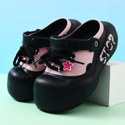 Women's EVA Summer Shoes with Thick Sole, Star Decor, Casual Beach Footwear