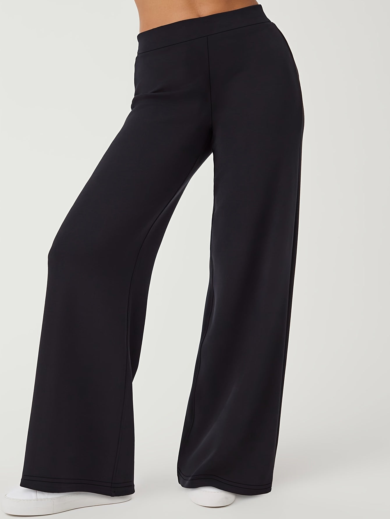 Plus Size Women's Stretch Straight Leg Pants Solid Color Casual Formal Spring Fall