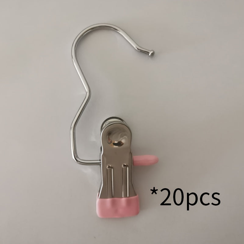 Stainless Steel Laundry Clips with Hooks for Socks and Clothes Organization